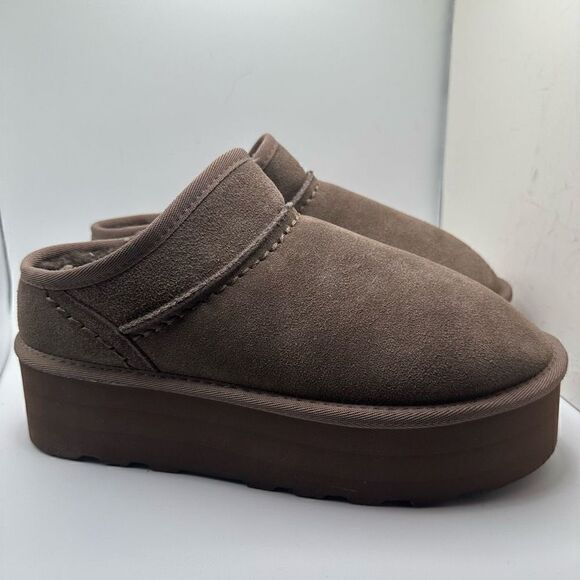 CUSHIONAIRE Women's Genuine Suede Cozy Mule Platform +Memory Foam 9 TAUPE - Picture 1 of 7